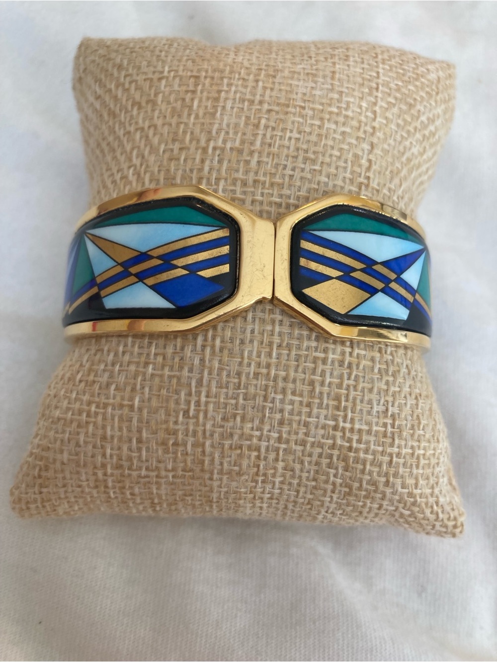 Michaela Frey Team Signed Vintage Art Deco Designed Hinged Bracelet